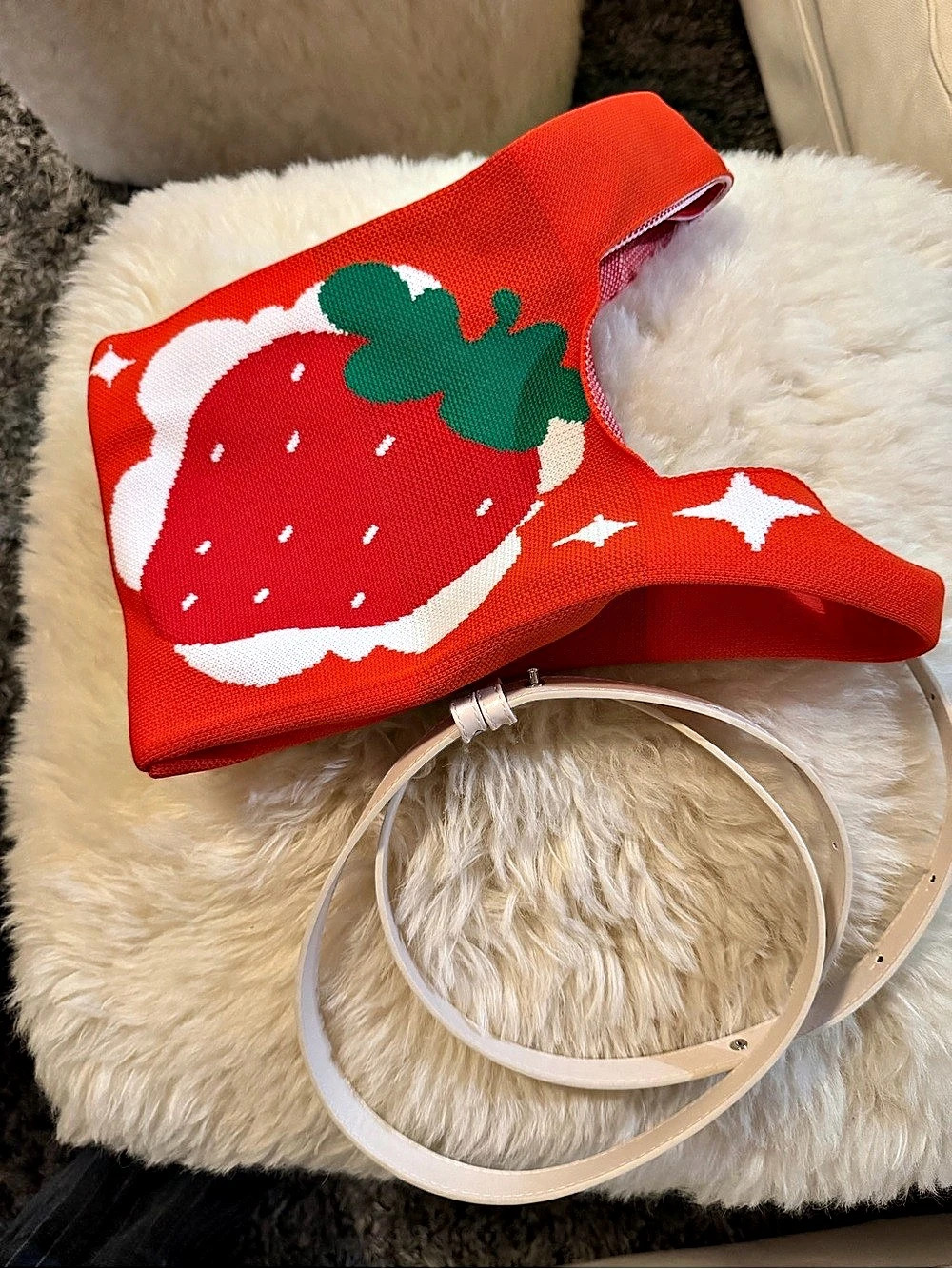 Hot Topic Strawberry Knit Tote Bag Removable Crossbody Strap